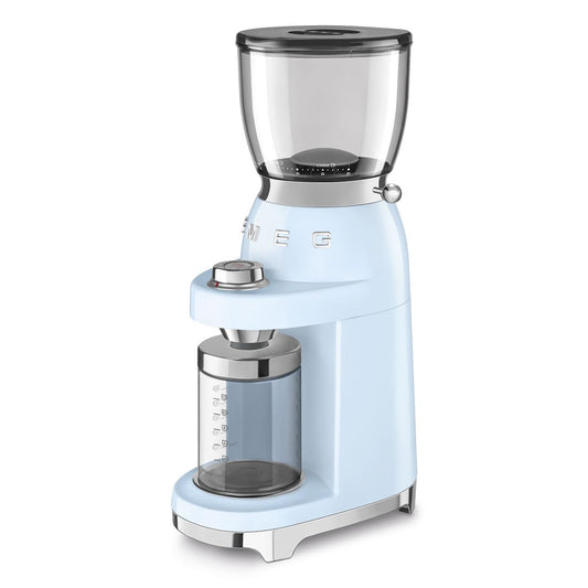 SMEG CGF11 Retro Burr Coffee Grinder with 30 Grind Settings – Pastel Blue