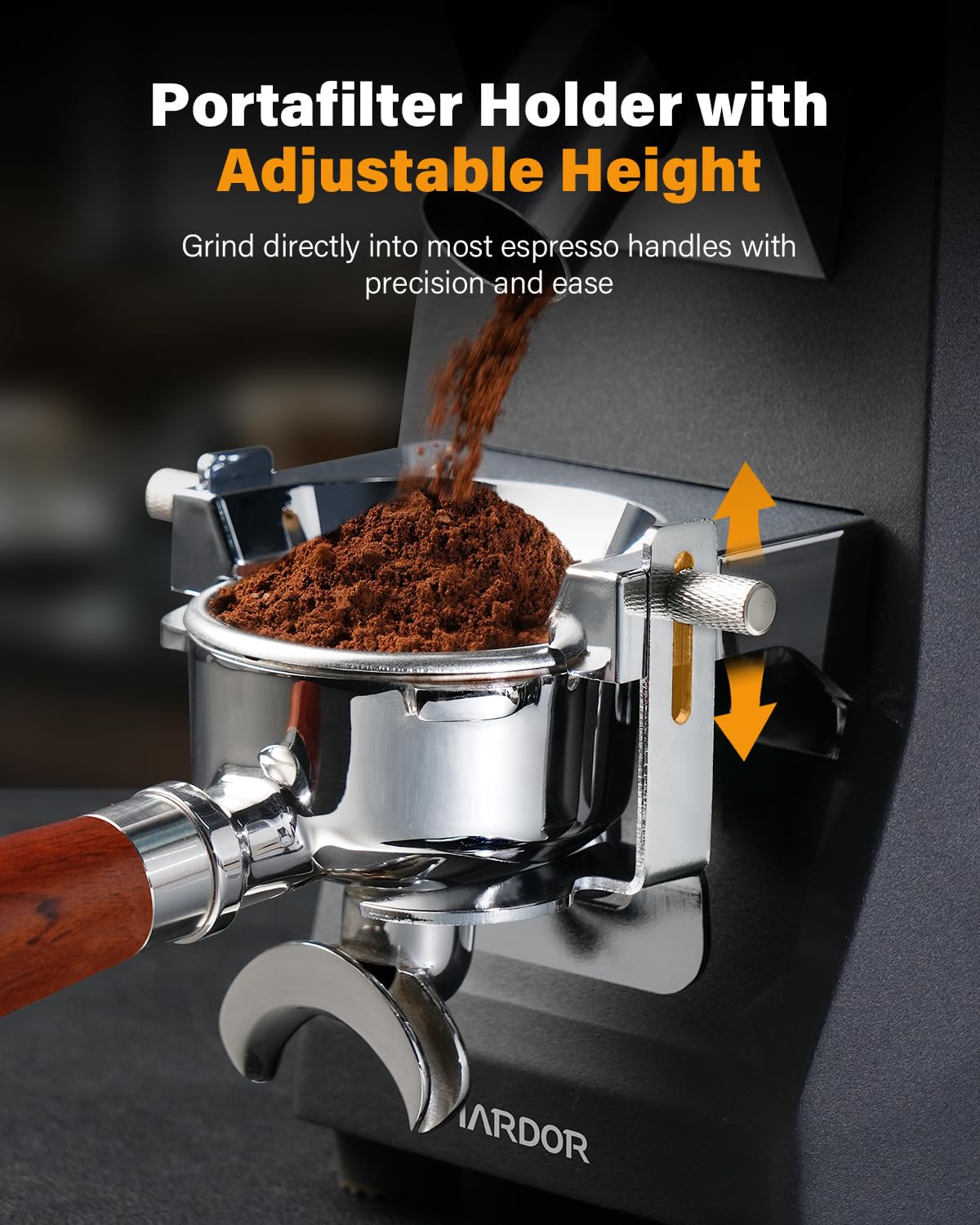 SHARDOR Commercial Espresso Grinder 64mm Flat Burr 100 Grind Settings LED Touchscreen Black