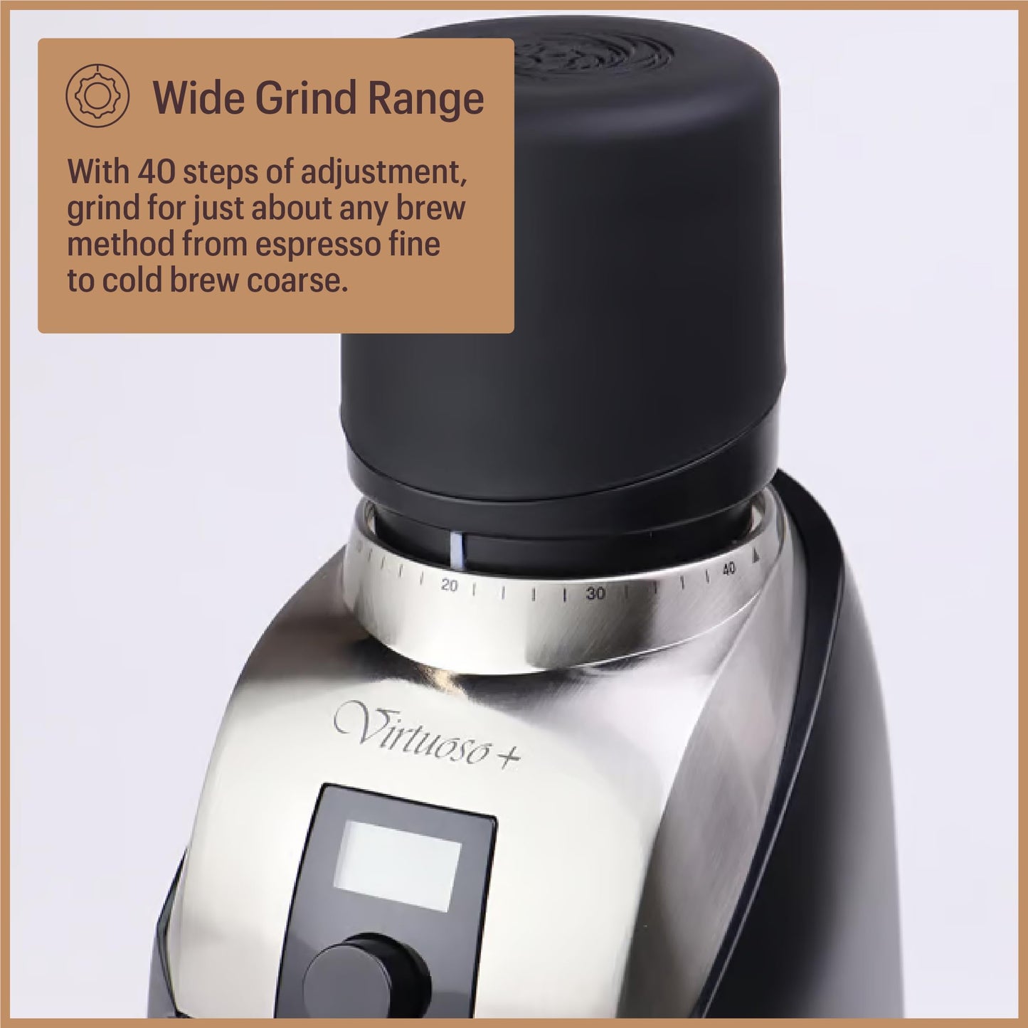 Baratza Virtuoso+ Conical Burr Coffee Grinder with Digital Timer - 40 Grind Settings