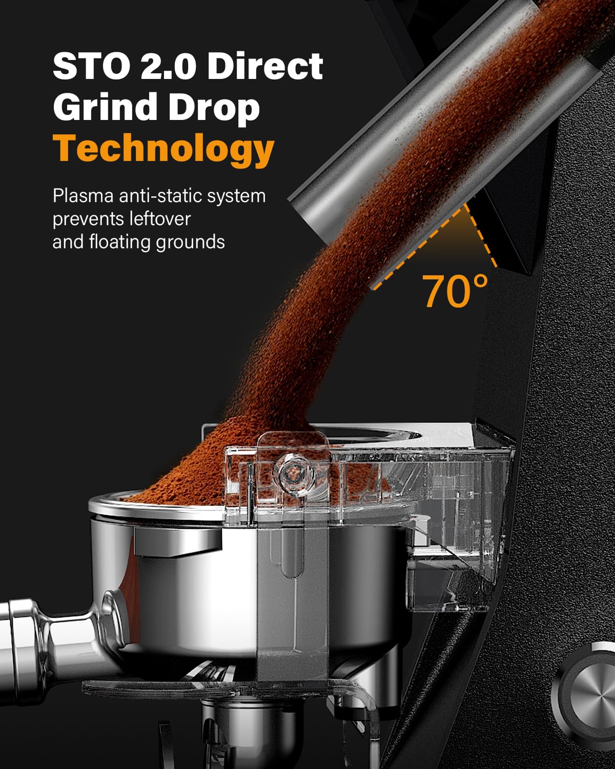 SHARDOR Commercial Espresso Grinder 64mm Flat Burr 100 Grind Settings LED Touchscreen Black